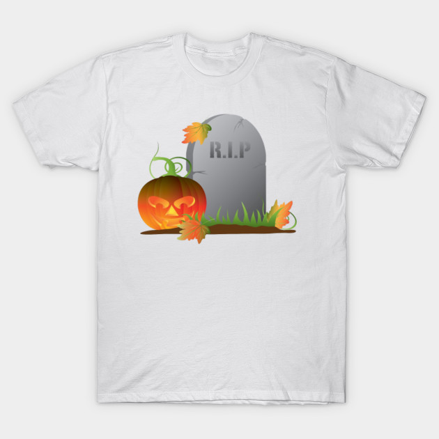 Halloween Pumpkin by Tombstone Illustration T-Shirt-TOZ